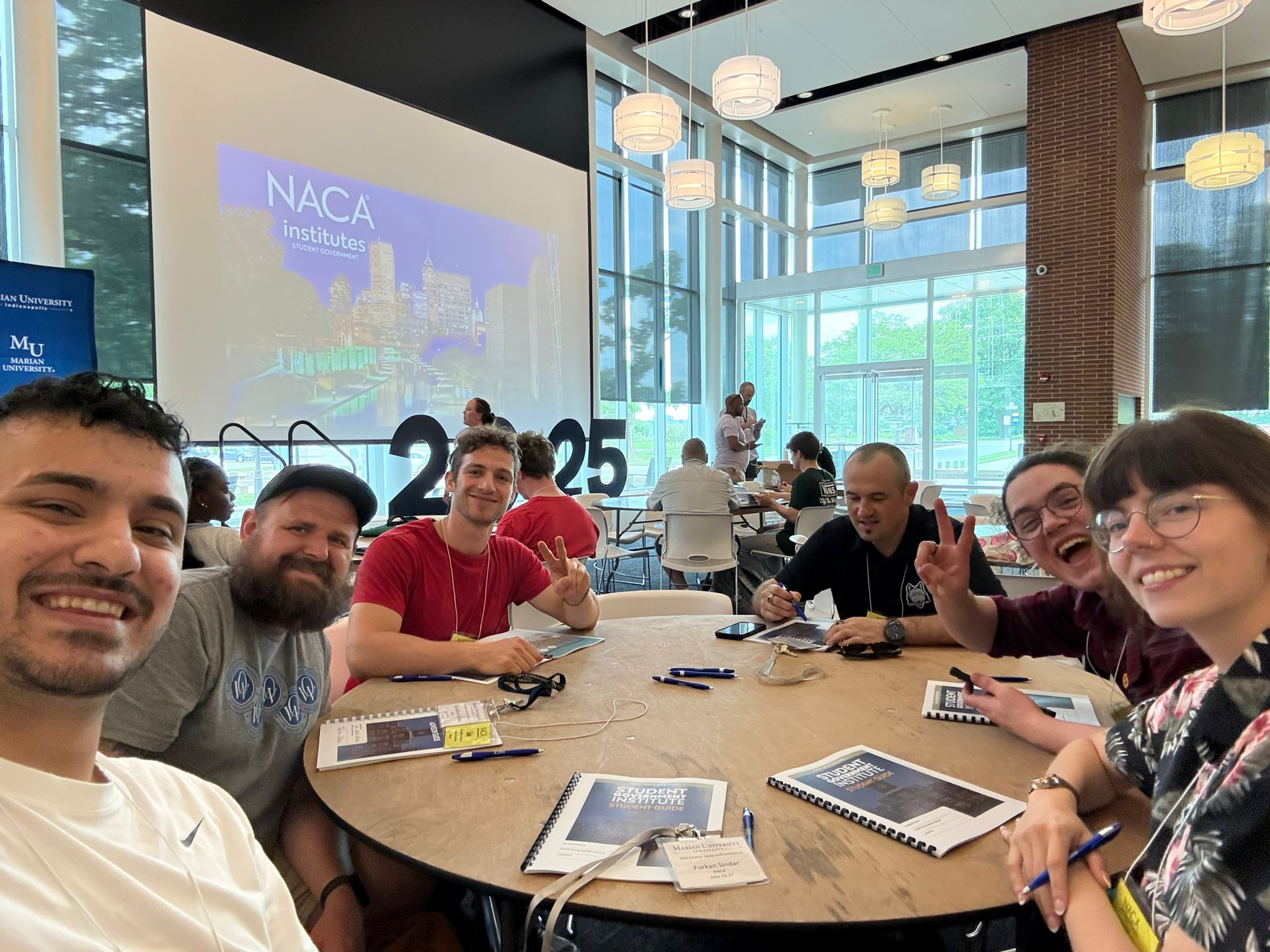 Students dining together at Marian University