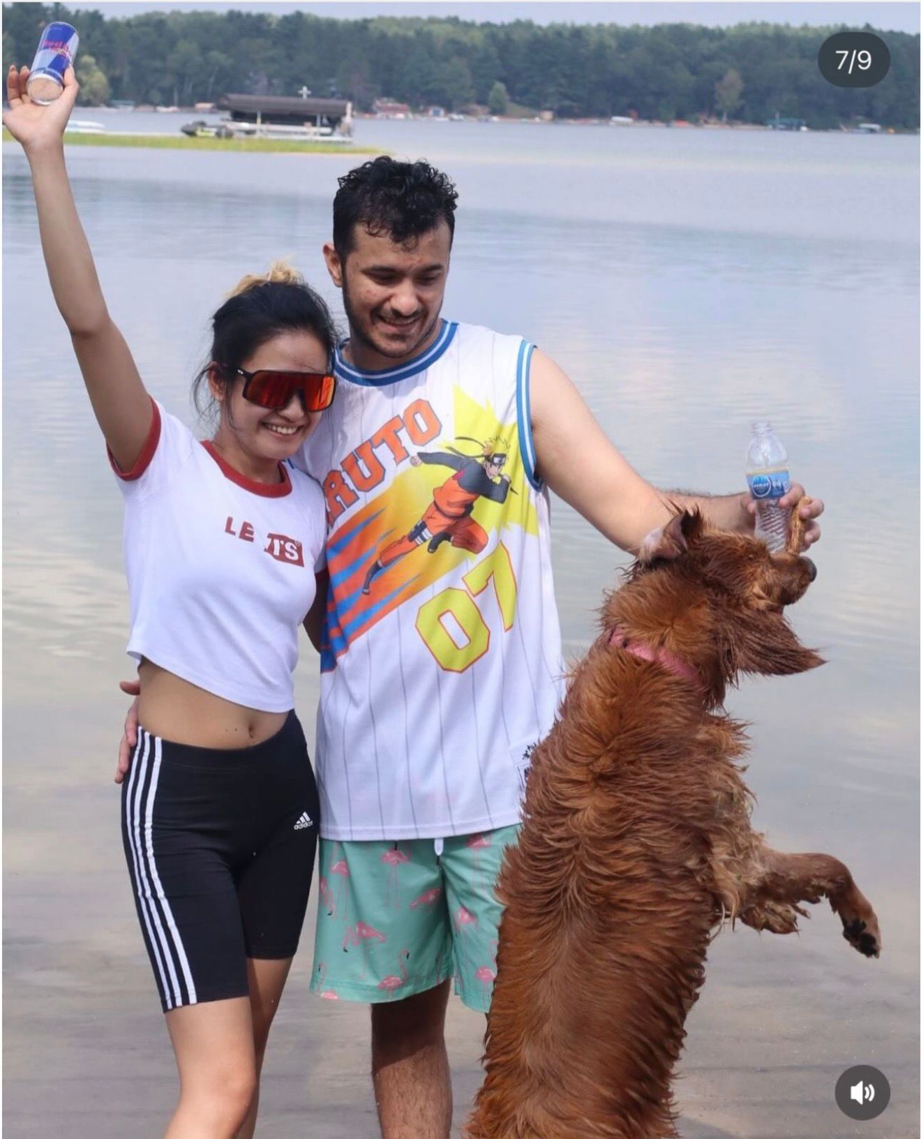 At the lake with our dog Wynter