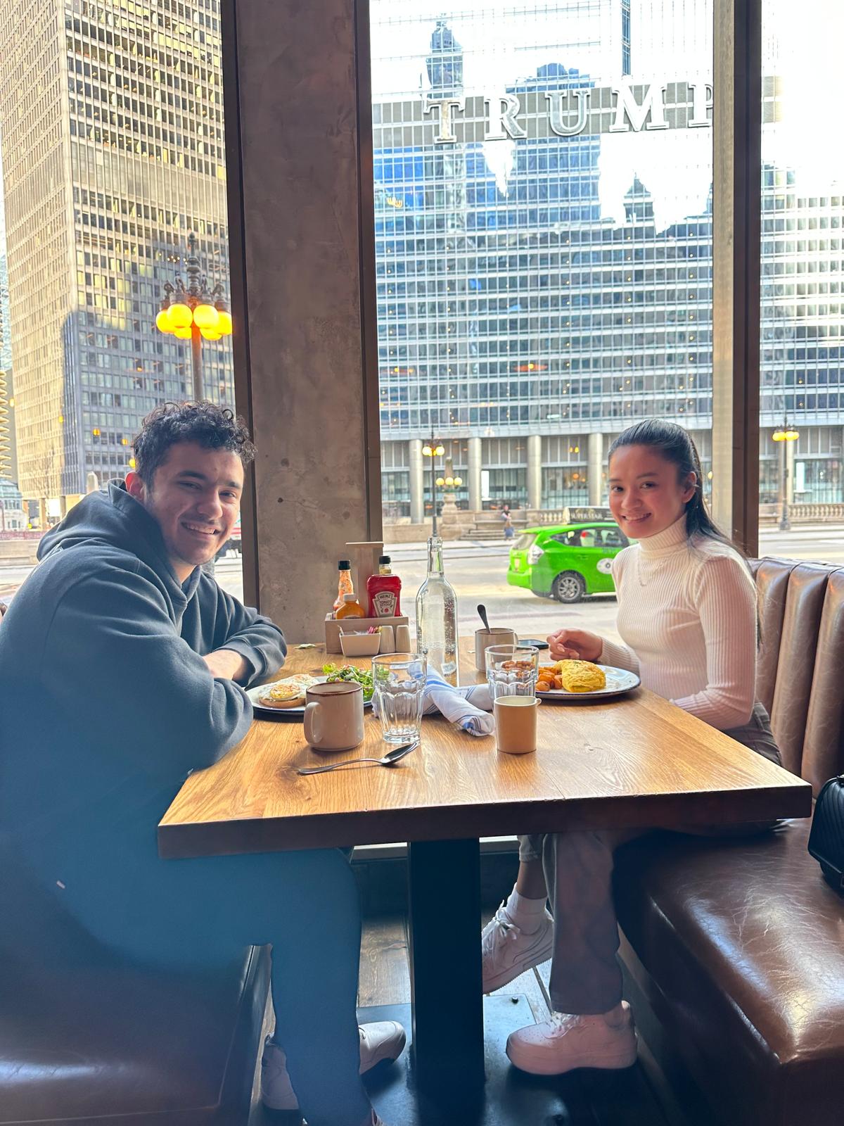 Enjoying lunch at a Turkish restaurant in Chicago